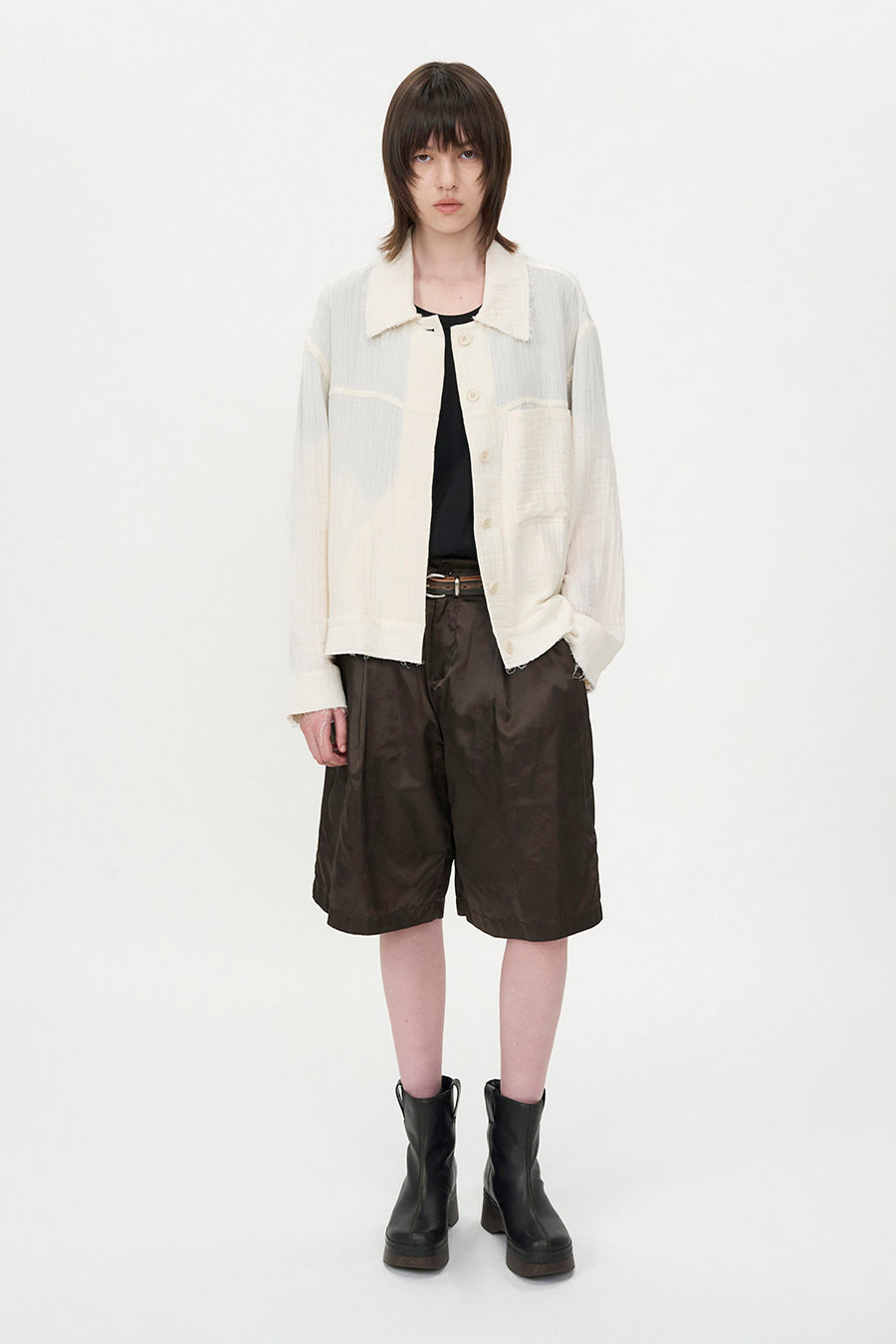 Insilence - Double Gauze Cut off Jumper (Cream) product image 1 | TRAB K-Fashion Australia