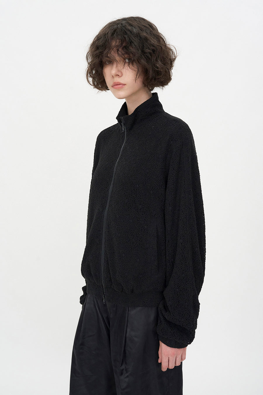 Insilence - Lace Zip-Up Jumper (Black) product image 4 | TRAB K-Fashion Australia