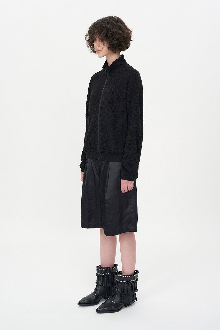 Insilence - Lace Zip-Up Jumper (Black) product image 5 | TRAB K-Fashion Australia