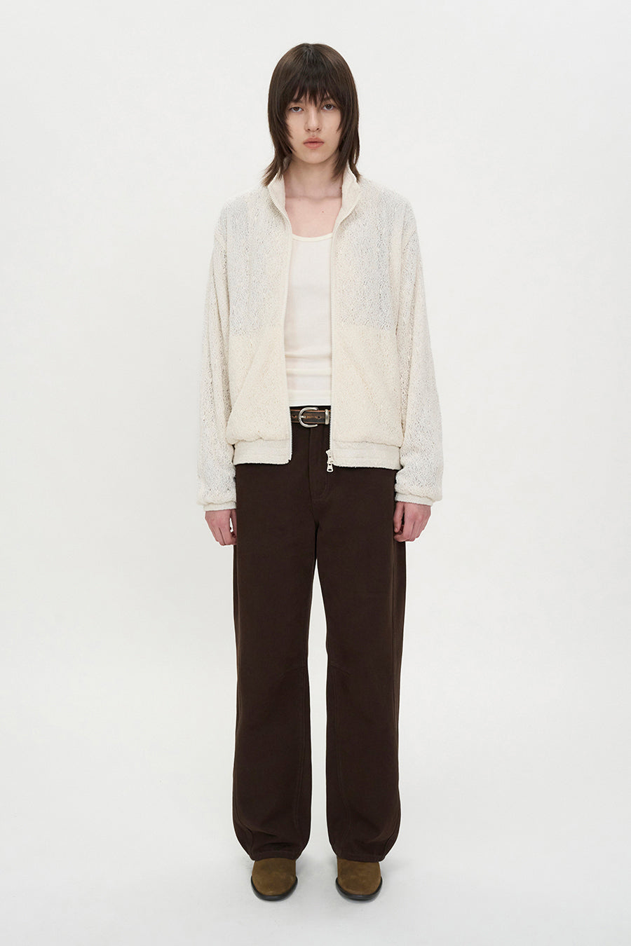 Insilence - Lace Zip-Up Jumper (Ivory) product image 1 | TRAB K-Fashion Australia