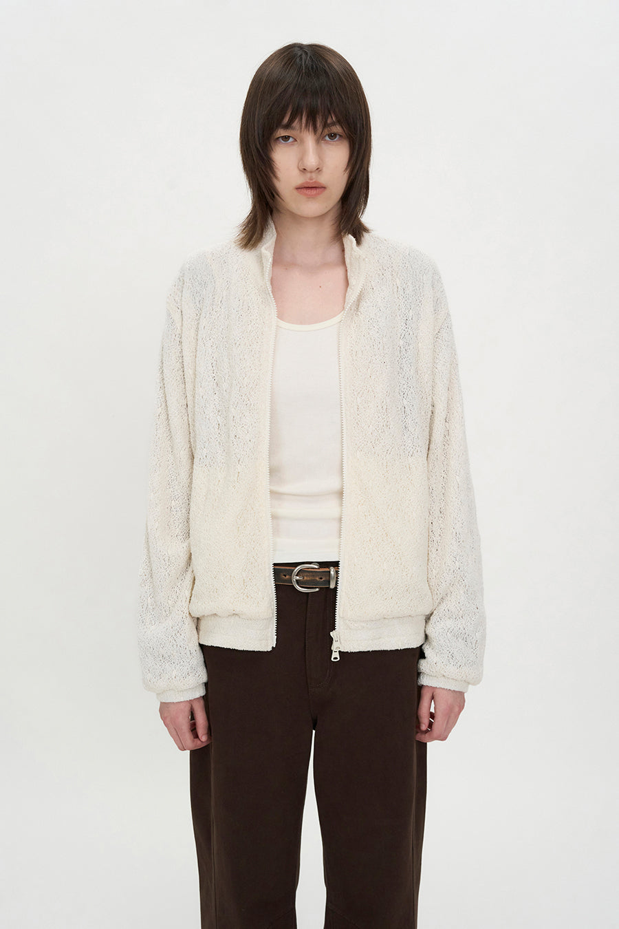 Insilence - Lace Zip-Up Jumper (Ivory) product image 2 | TRAB K-Fashion Australia