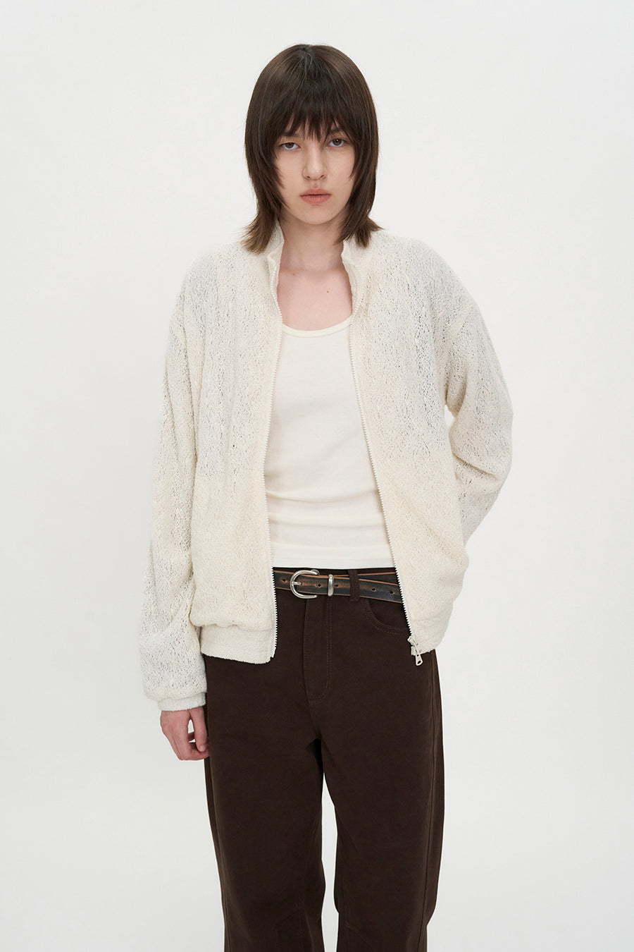 Insilence - Lace Zip-Up Jumper (Ivory) product image 3 | TRAB K-Fashion Australia