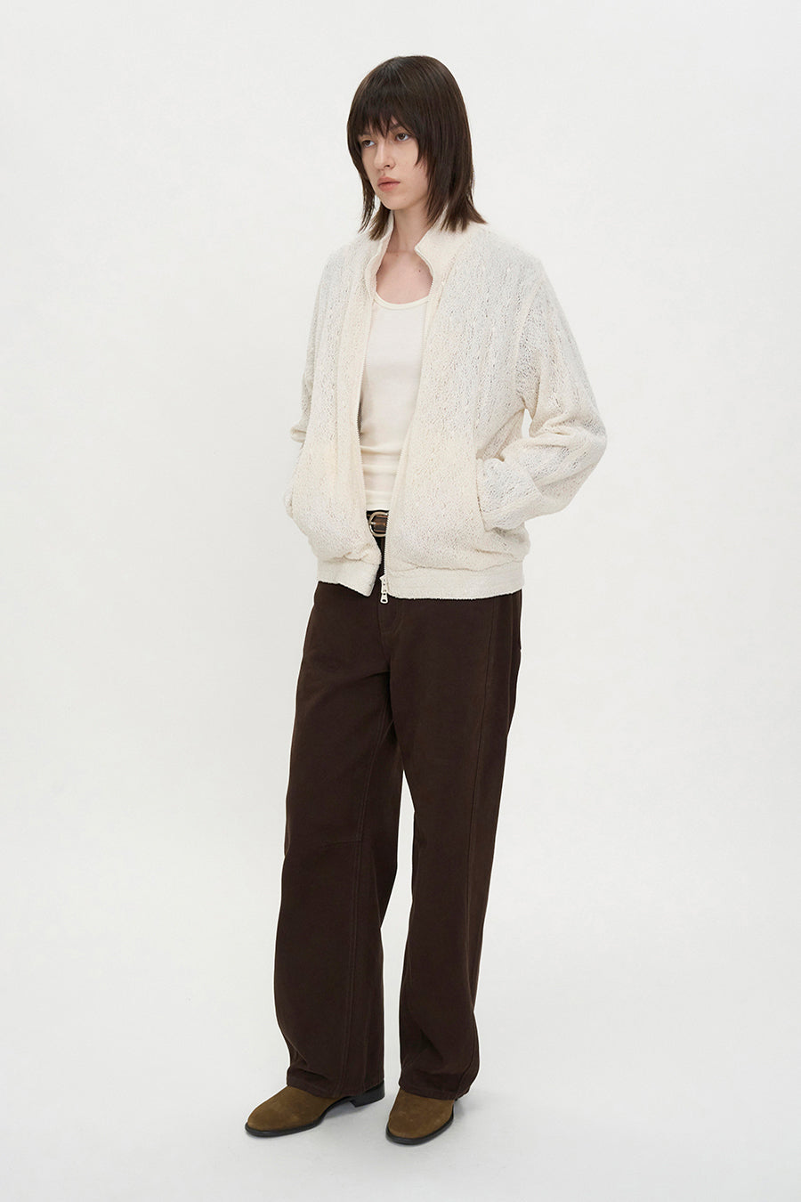 Insilence - Lace Zip-Up Jumper (Ivory) product image 5 | TRAB K-Fashion Australia