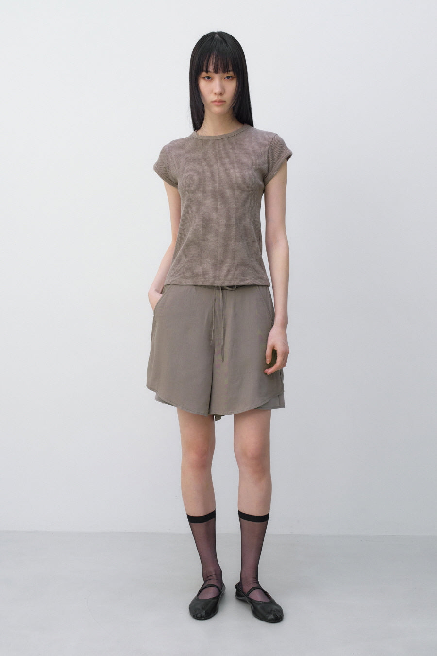 Insilence - Feminine Chiffon Shorts (Mocha) product image 1 | TRAB K-Fashion Australia