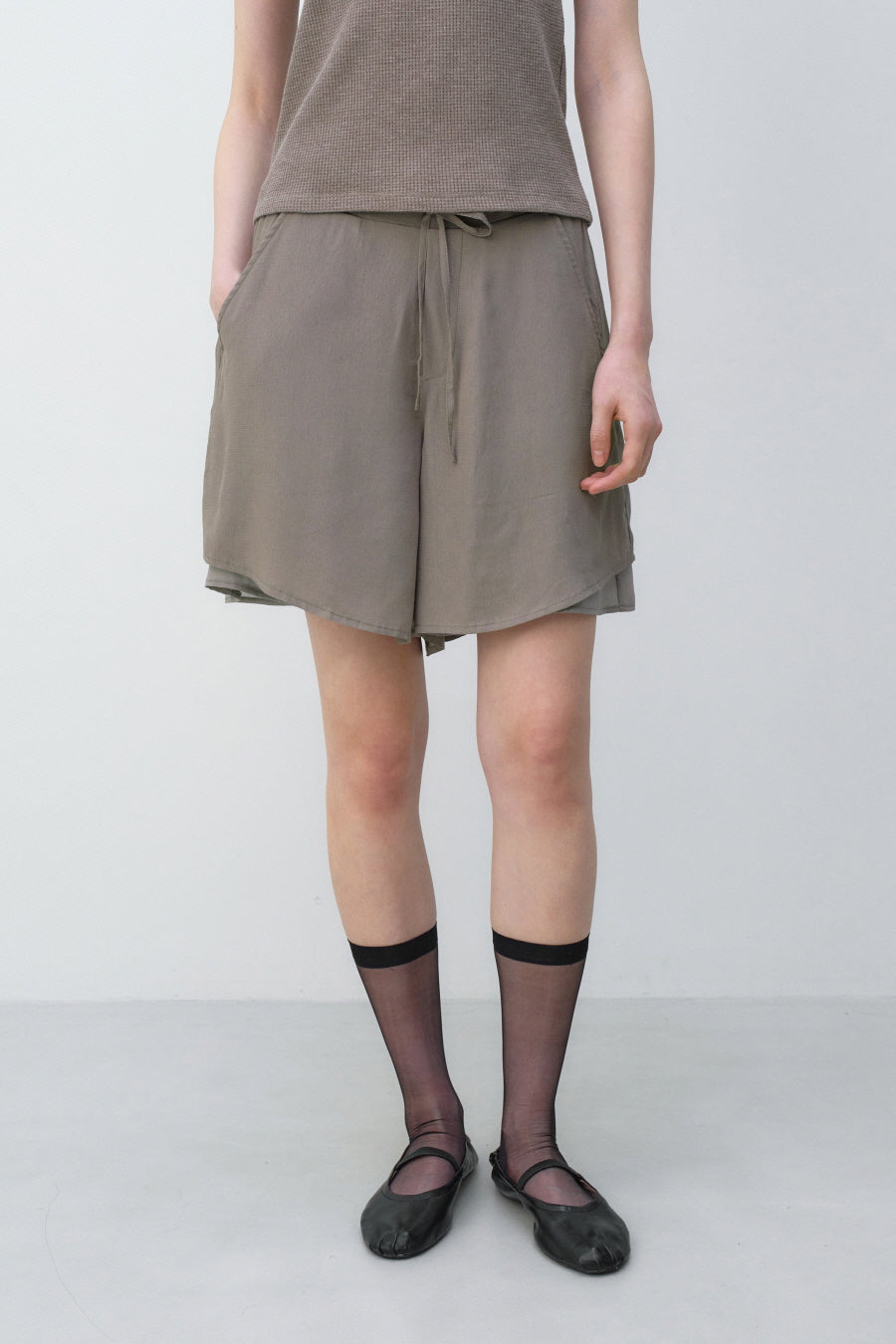 Insilence - Feminine Chiffon Shorts (Mocha) product image 2 | TRAB K-Fashion Australia