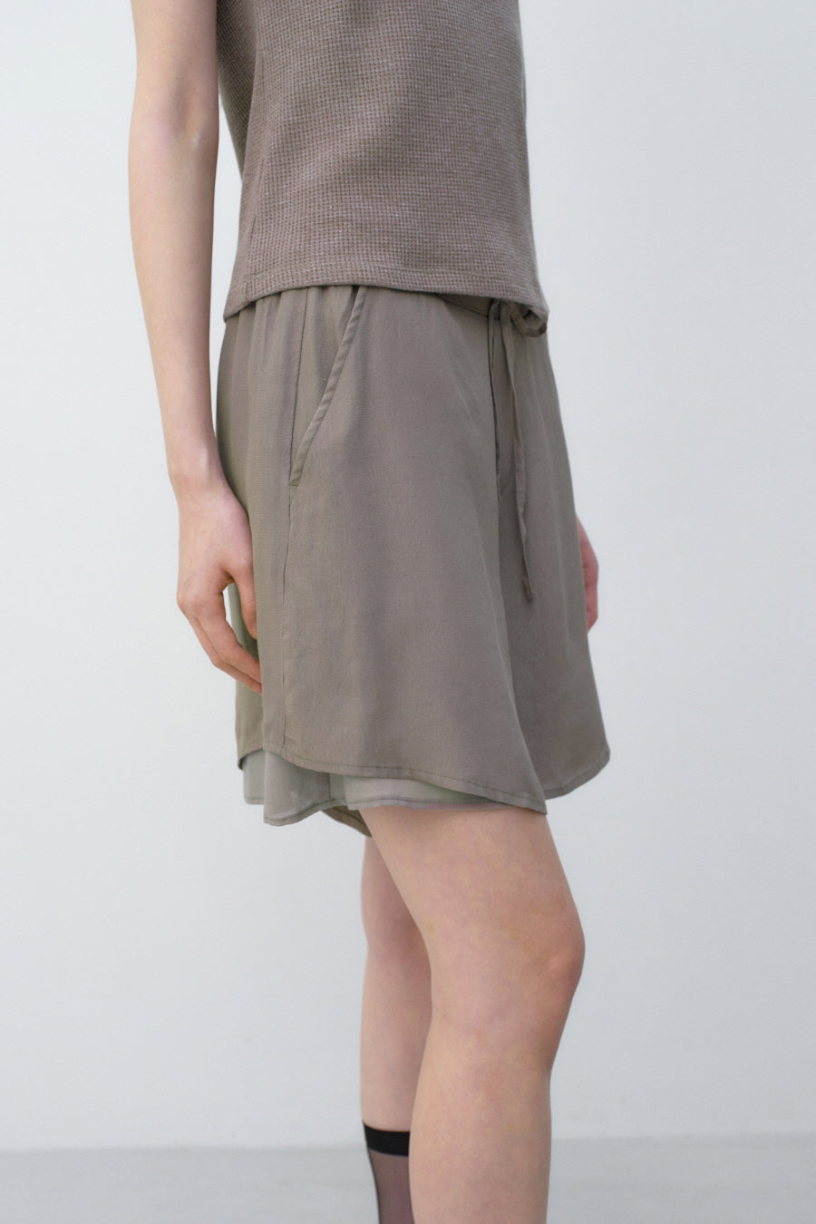 Insilence - Feminine Chiffon Shorts (Mocha) product image 3 | TRAB K-Fashion Australia