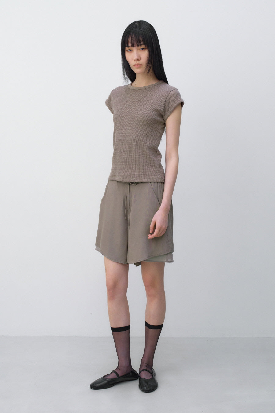 Insilence - Feminine Chiffon Shorts (Mocha) product image 4 | TRAB K-Fashion Australia