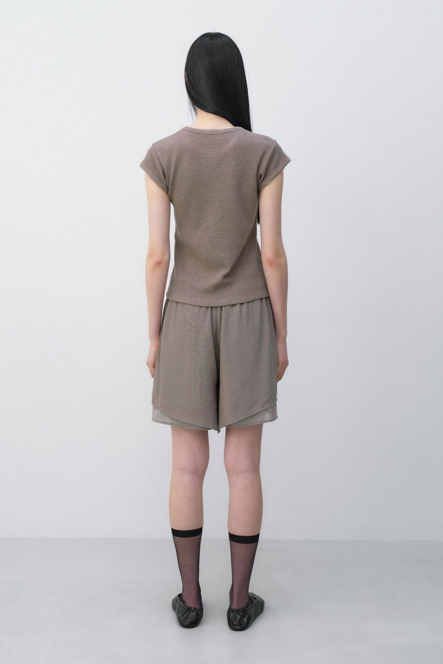 Insilence - Feminine Chiffon Shorts (Mocha) product image 6 | TRAB K-Fashion Australia