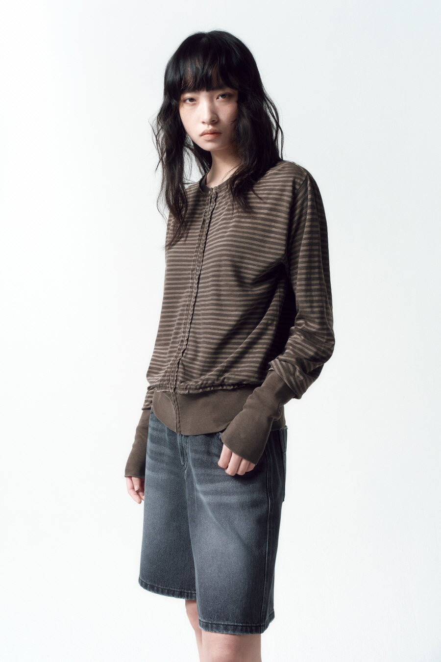 Insilence - Wide Bermuda Denim (Dark Grey) product image 2 | TRAB K-Fashion Australia