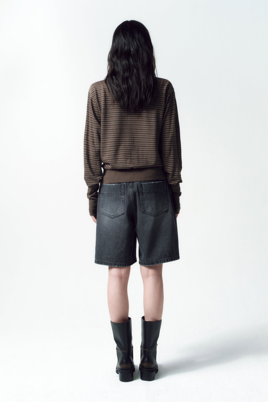 Insilence - Wide Bermuda Denim (Dark Grey) product image 5 | TRAB K-Fashion Australia