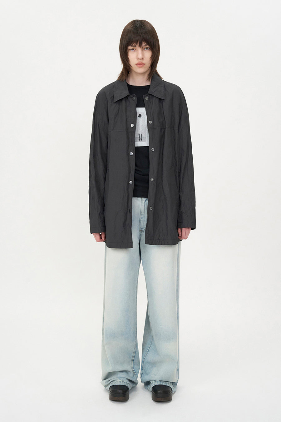 Insilence - Linkle Overfit Half Trench (Black) product image 1 | TRAB K-Fashion Australia