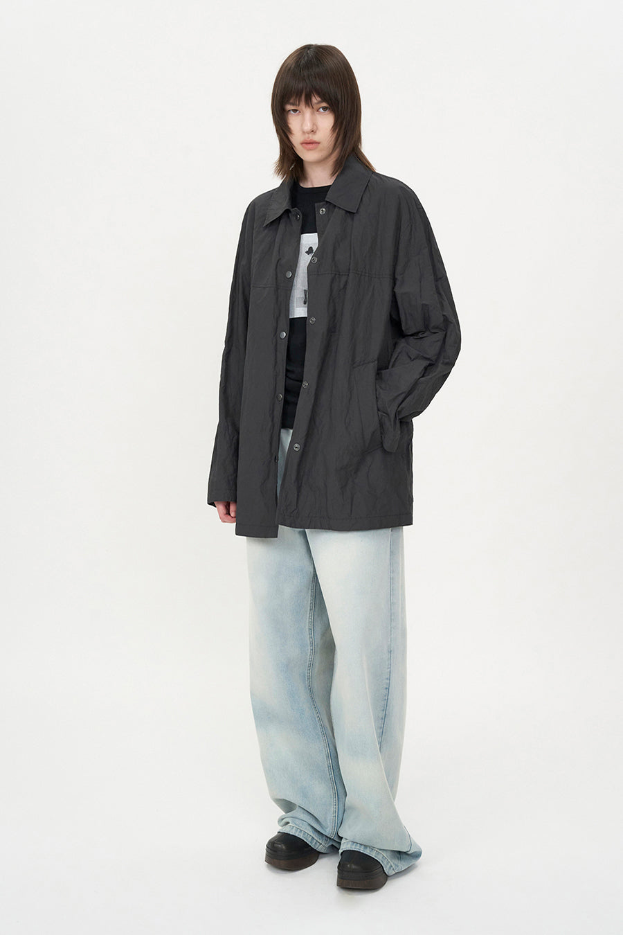 Insilence - Linkle Overfit Half Trench (Black) product image 2 | TRAB K-Fashion Australia