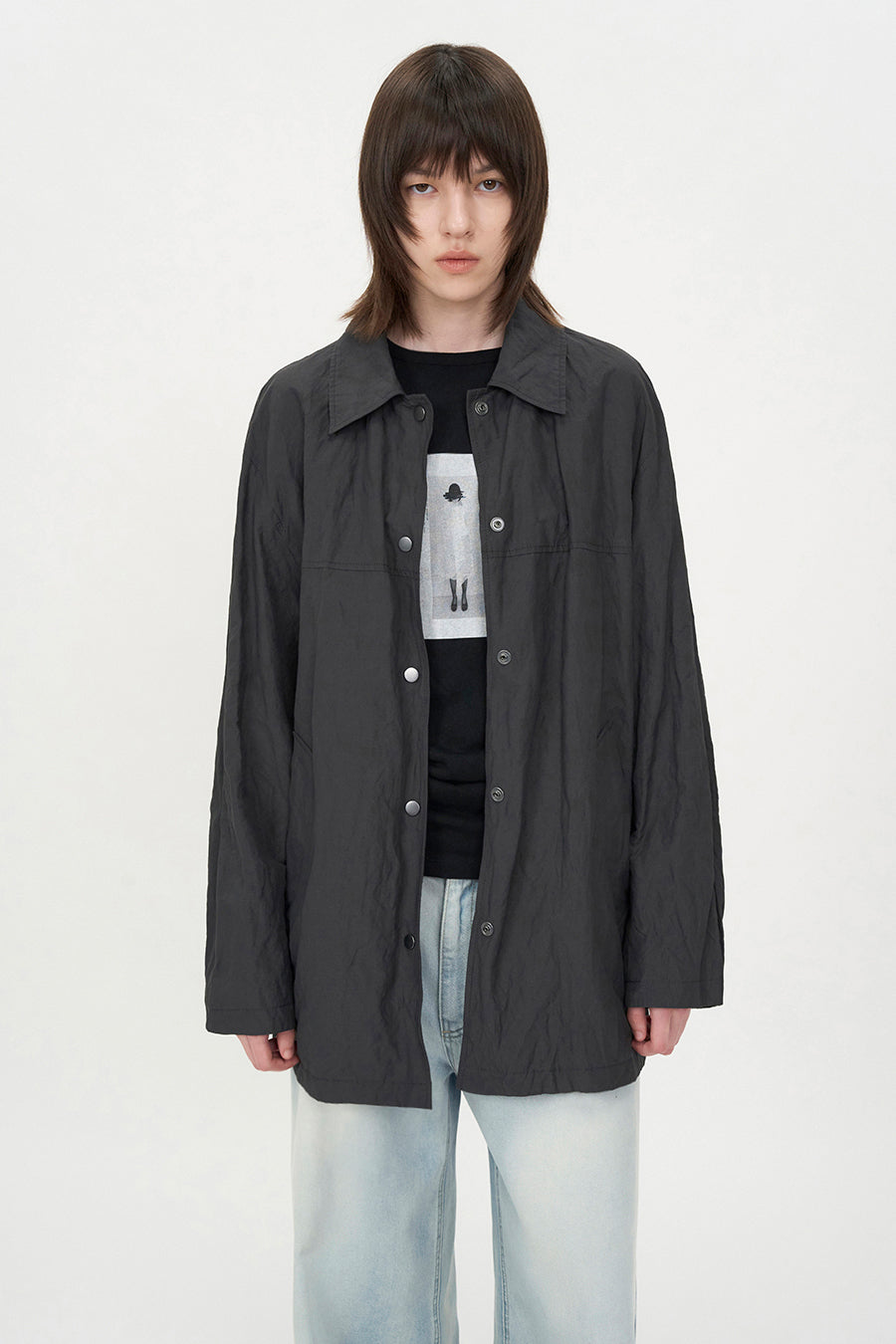 Insilence - Linkle Overfit Half Trench (Black) product image 3 | TRAB K-Fashion Australia