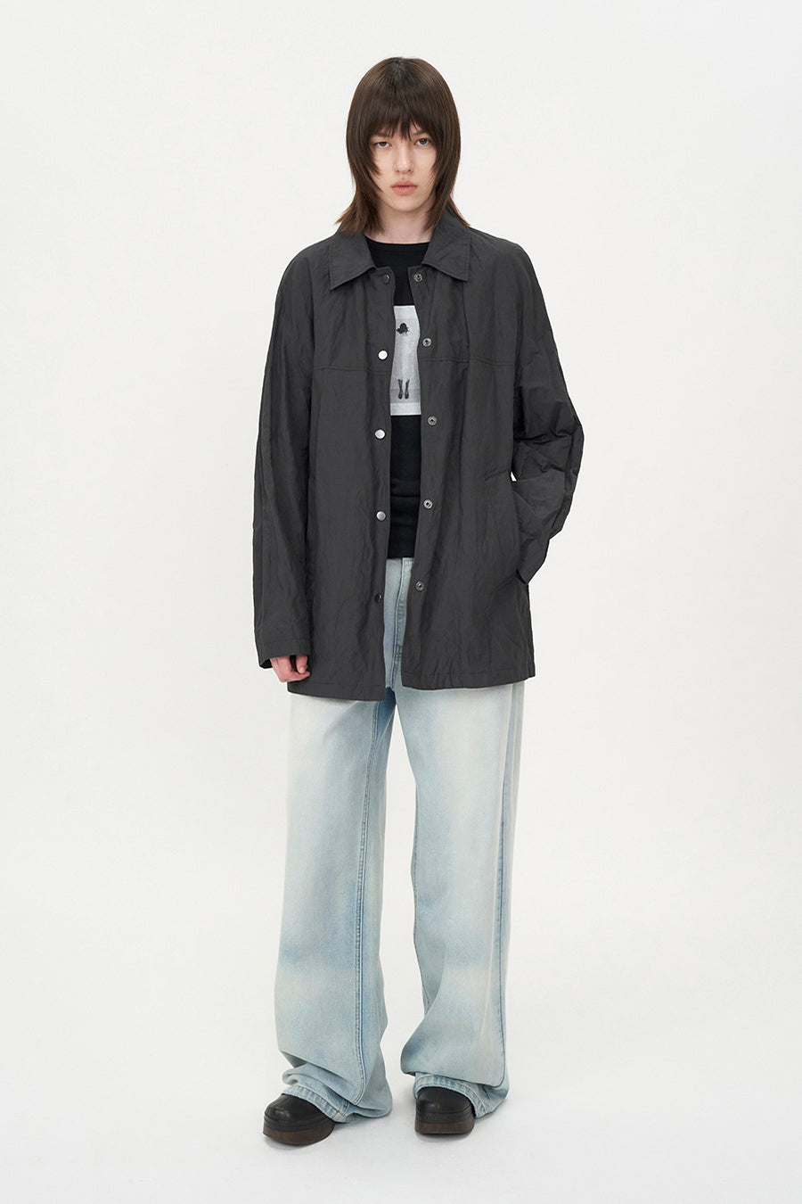 Insilence - Linkle Overfit Half Trench (Black) product image 5 | TRAB K-Fashion Australia