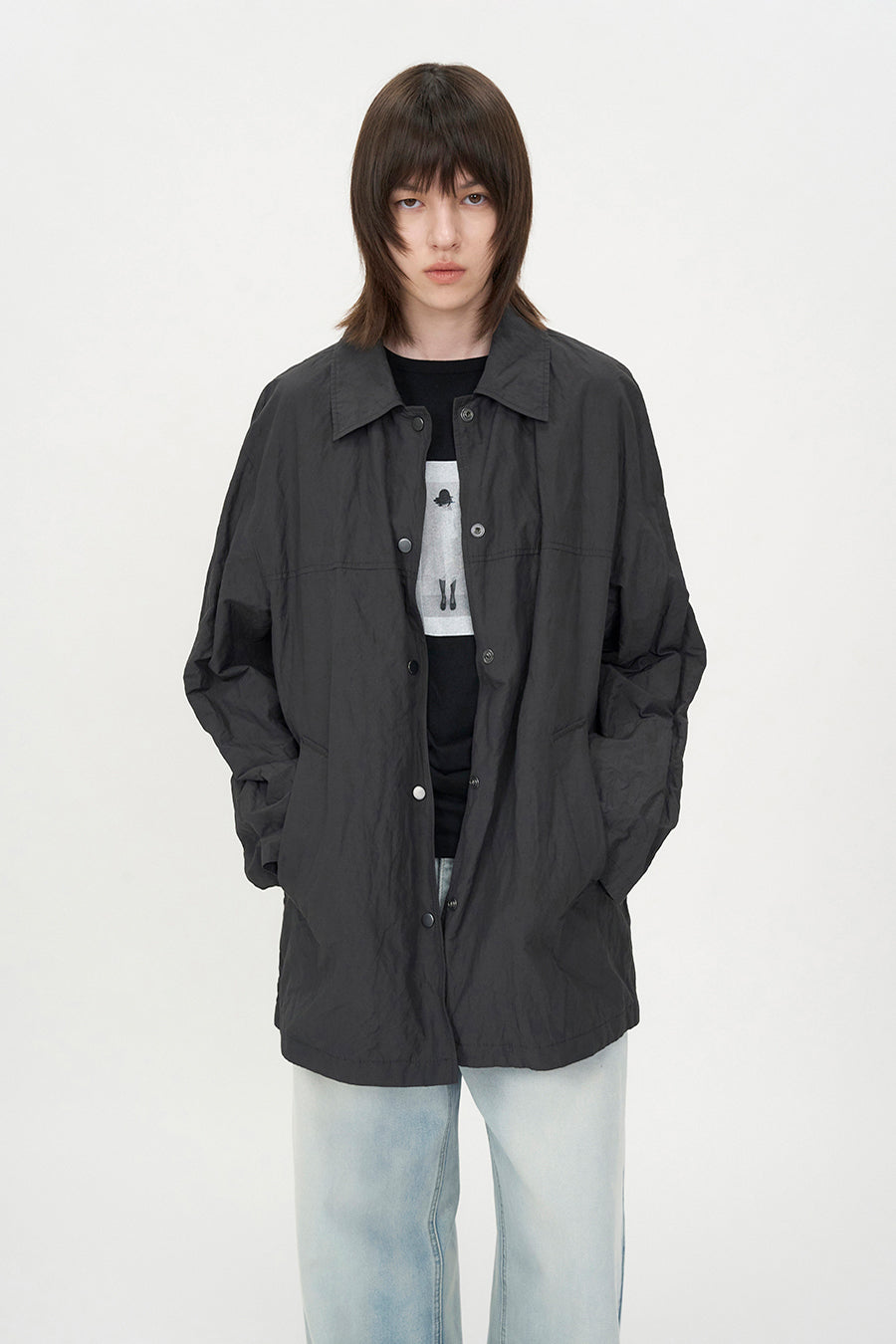 Insilence - Linkle Overfit Half Trench (Black) product image 6 | TRAB K-Fashion Australia