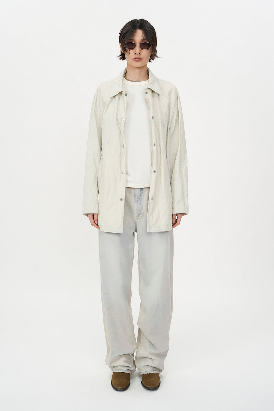Insilence - Linkle Overfit Half Trench (Ice Grey) product image 1 | TRAB K-Fashion Australia