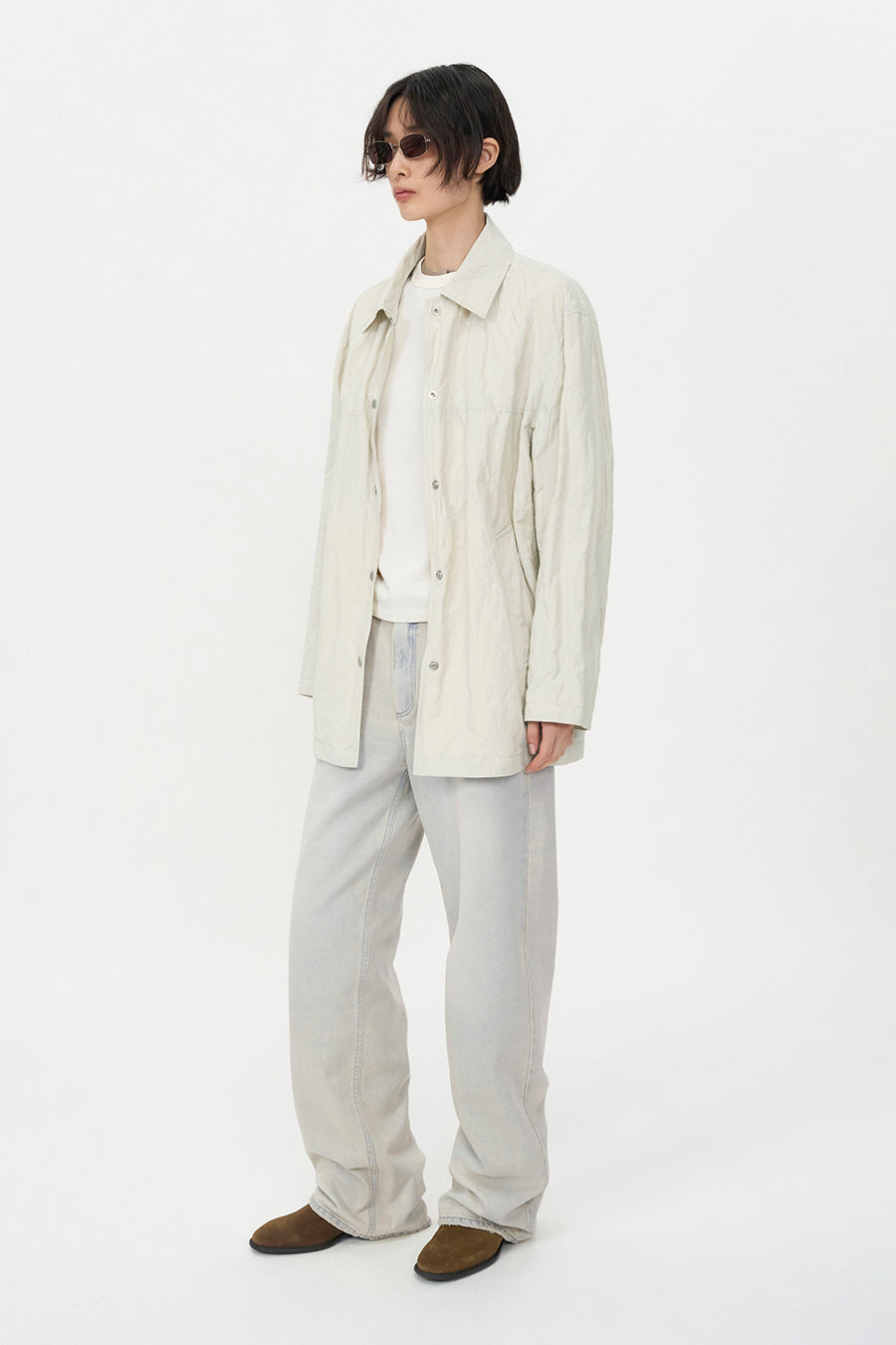 Insilence - Linkle Overfit Half Trench (Ice Grey) product image 2 | TRAB K-Fashion Australia