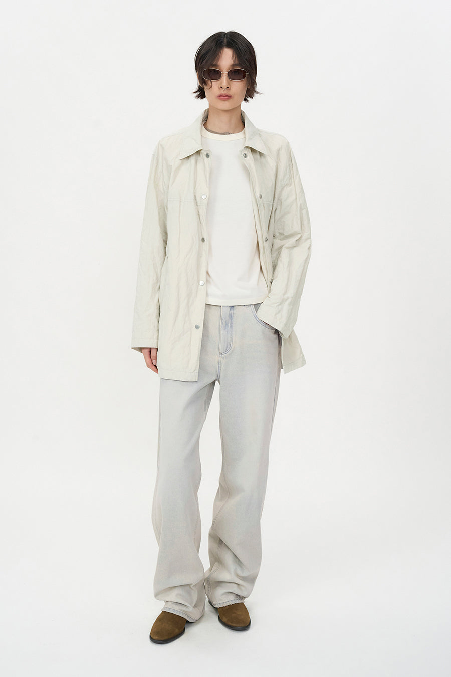 Insilence - Linkle Overfit Half Trench (Ice Grey) product image 6 | TRAB K-Fashion Australia