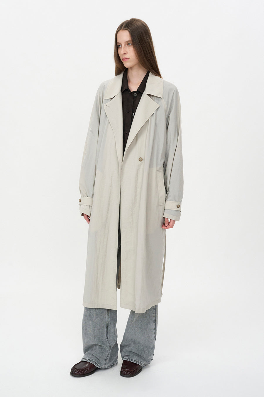 Insilence - Sheer Nylon Trench (Ash Beige) product image 3 | TRAB K-Fashion Australia