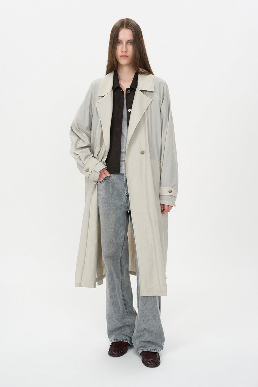 Insilence - Sheer Nylon Trench (Ash Beige) product image 4 | TRAB K-Fashion Australia