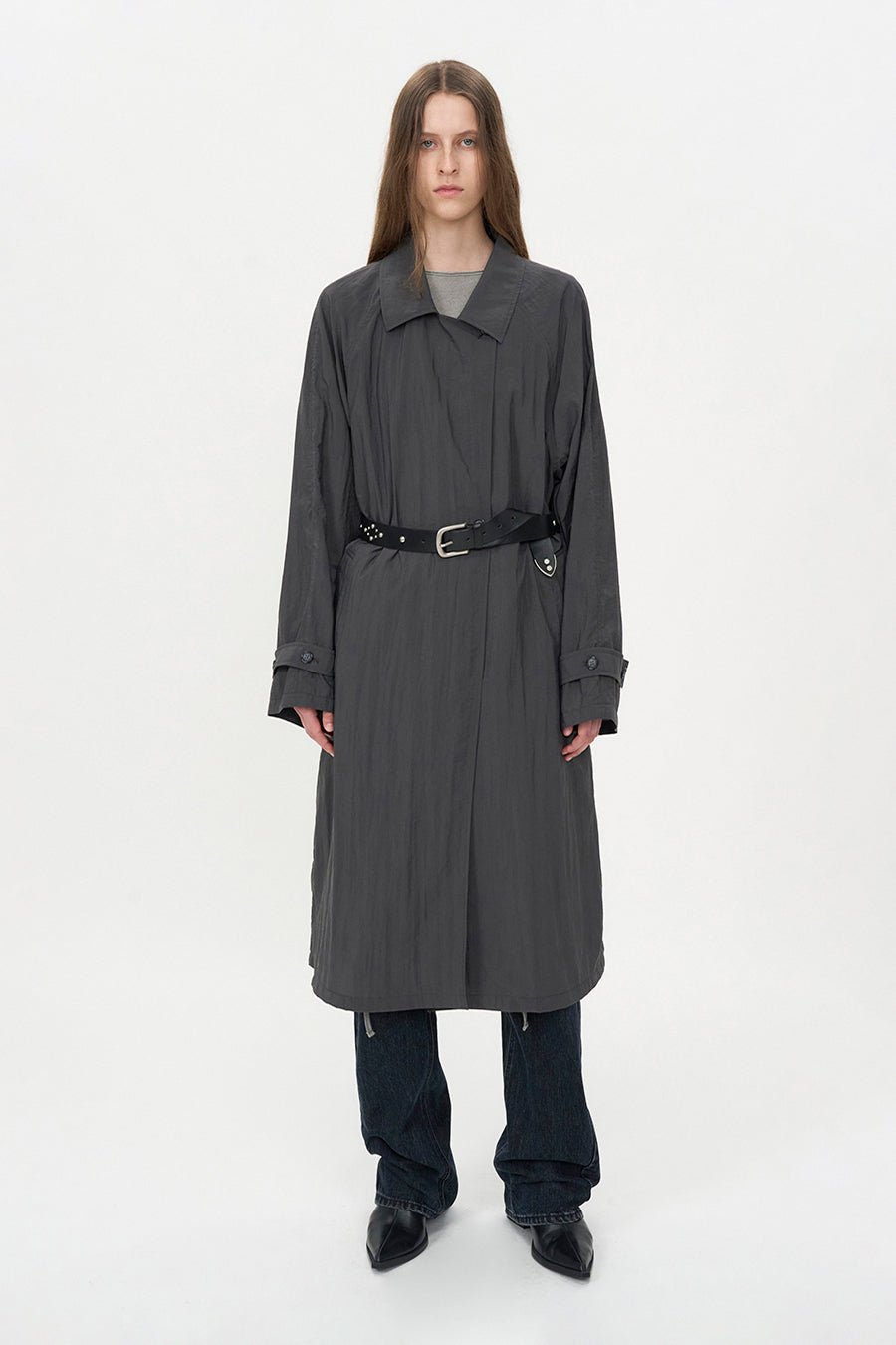 Insilence - Sheer Nylon Trench (Dark Grey) product image 1 | TRAB K-Fashion Australia