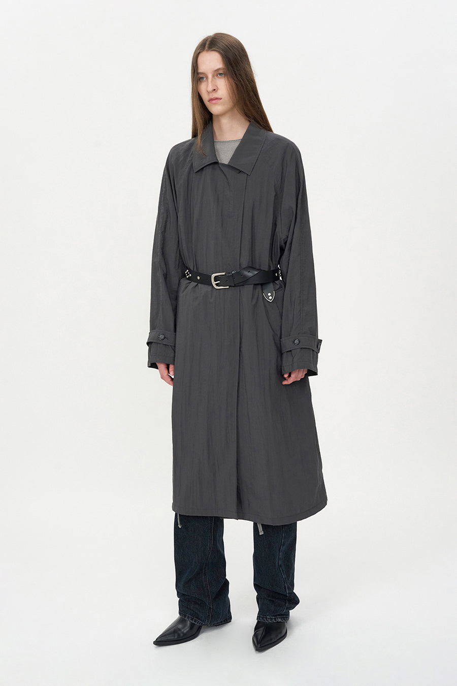 Insilence - Sheer Nylon Trench (Dark Grey) product image 2 | TRAB K-Fashion Australia