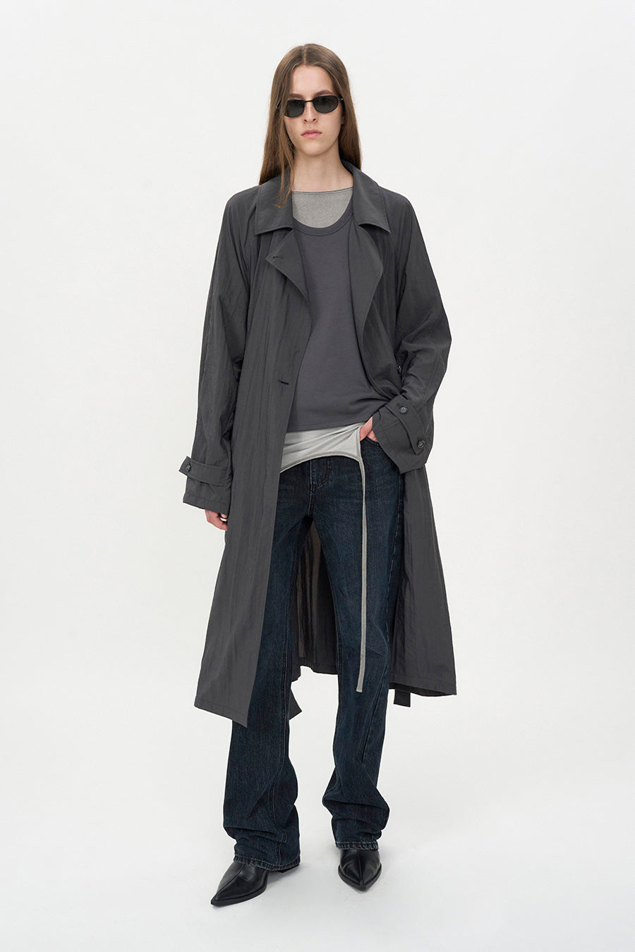 Insilence - Sheer Nylon Trench (Dark Grey) product image 4 | TRAB K-Fashion Australia