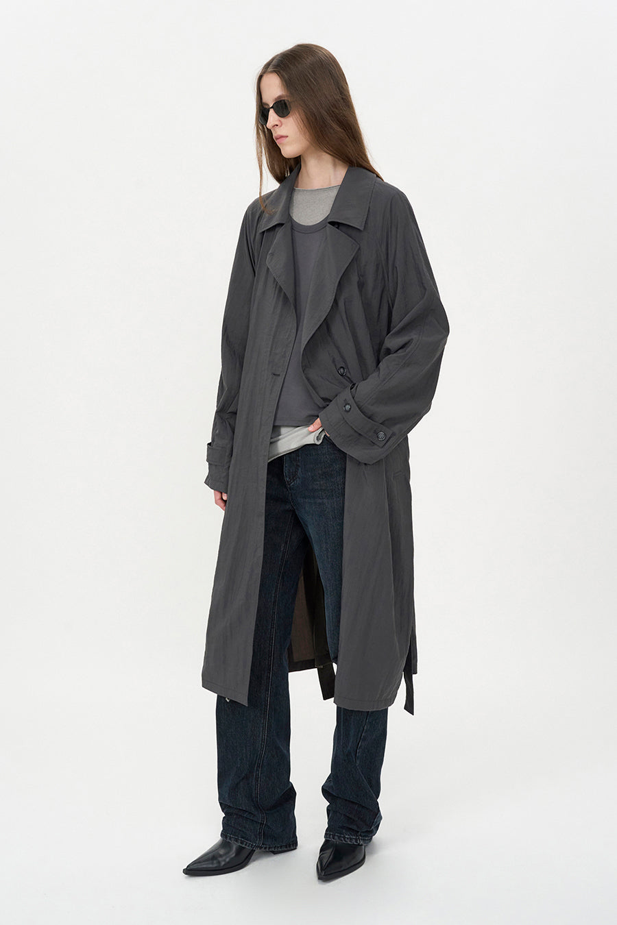 Insilence - Sheer Nylon Trench (Dark Grey) product image 5 | TRAB K-Fashion Australia