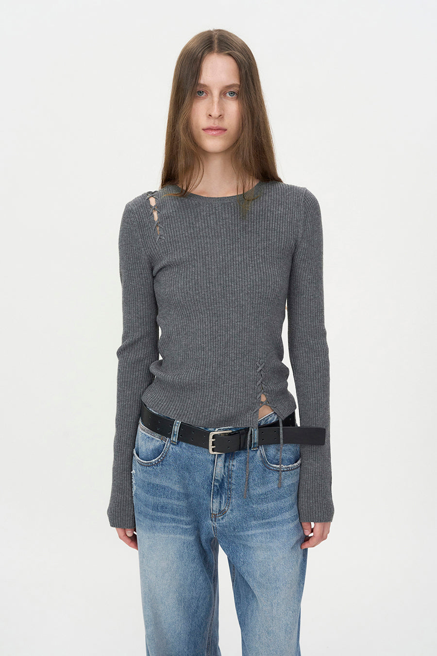 Insilence - Double Pin Leather Belt (Black) product image 1 | TRAB K-Fashion Australia