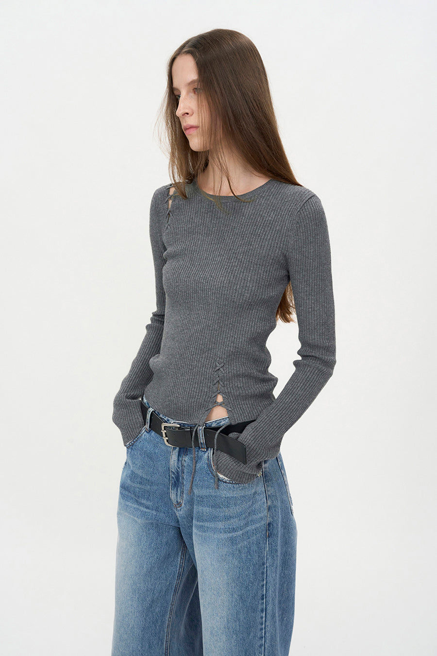 Insilence - Double Pin Leather Belt (Black) product image 2 | TRAB K-Fashion Australia