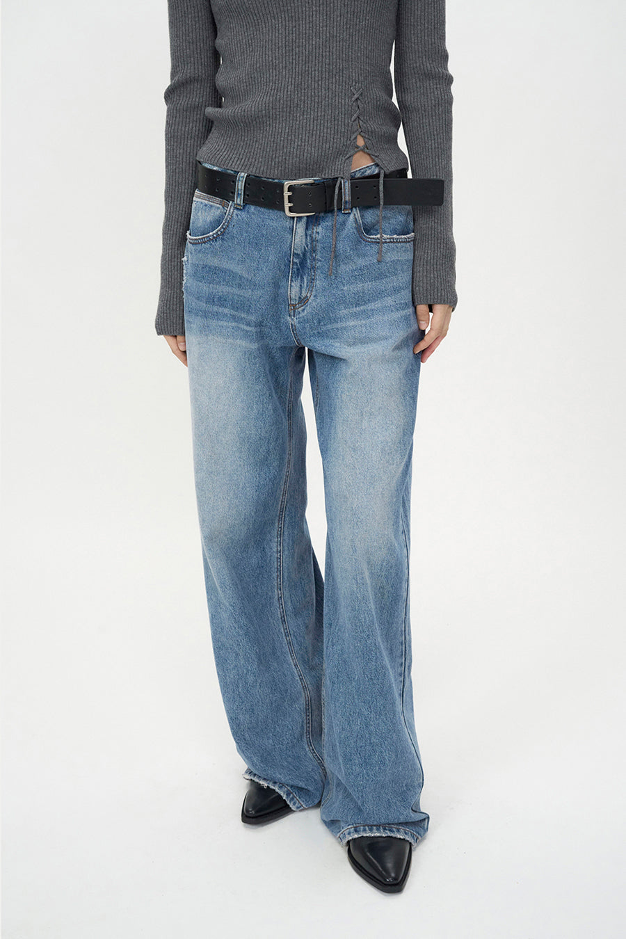 Insilence - Double Pin Leather Belt (Black) product image 3 | TRAB K-Fashion Australia