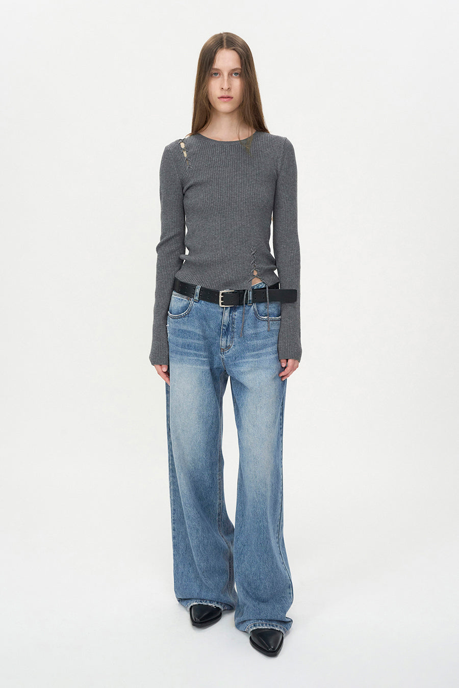 Insilence - Double Pin Leather Belt (Black) product image 4 | TRAB K-Fashion Australia