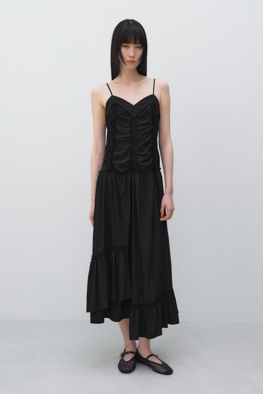 Insilence - Vintage Frill Maxi Dress (Black) product image 1 | TRAB K-Fashion Australia