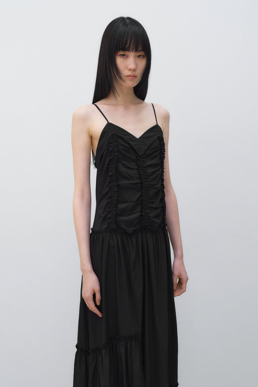 Insilence - Vintage Frill Maxi Dress (Black) product image 2 | TRAB K-Fashion Australia