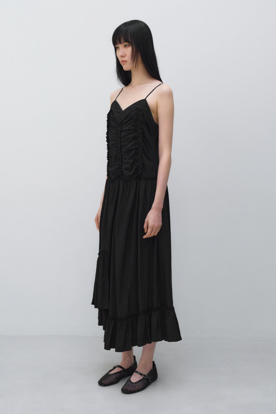 Insilence - Vintage Frill Maxi Dress (Black) product image 3 | TRAB K-Fashion Australia