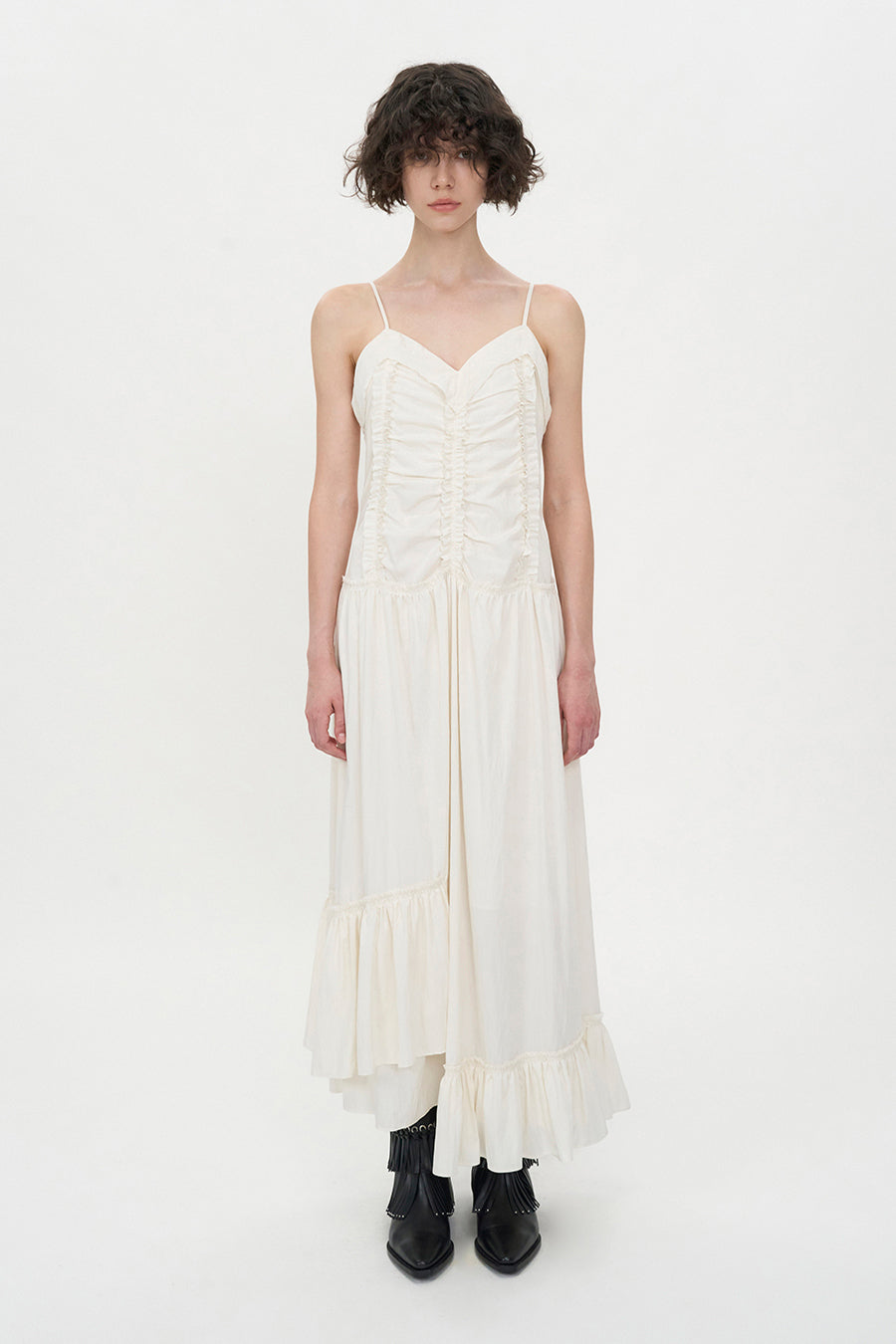 Insilence - Vintage Frill Maxi Dress (Cream) product image 1 | TRAB K-Fashion Australia