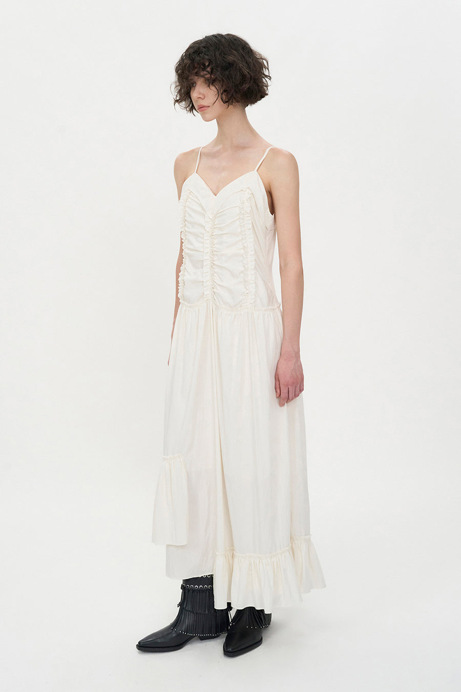 Insilence - Vintage Frill Maxi Dress (Cream) product image 2 | TRAB K-Fashion Australia