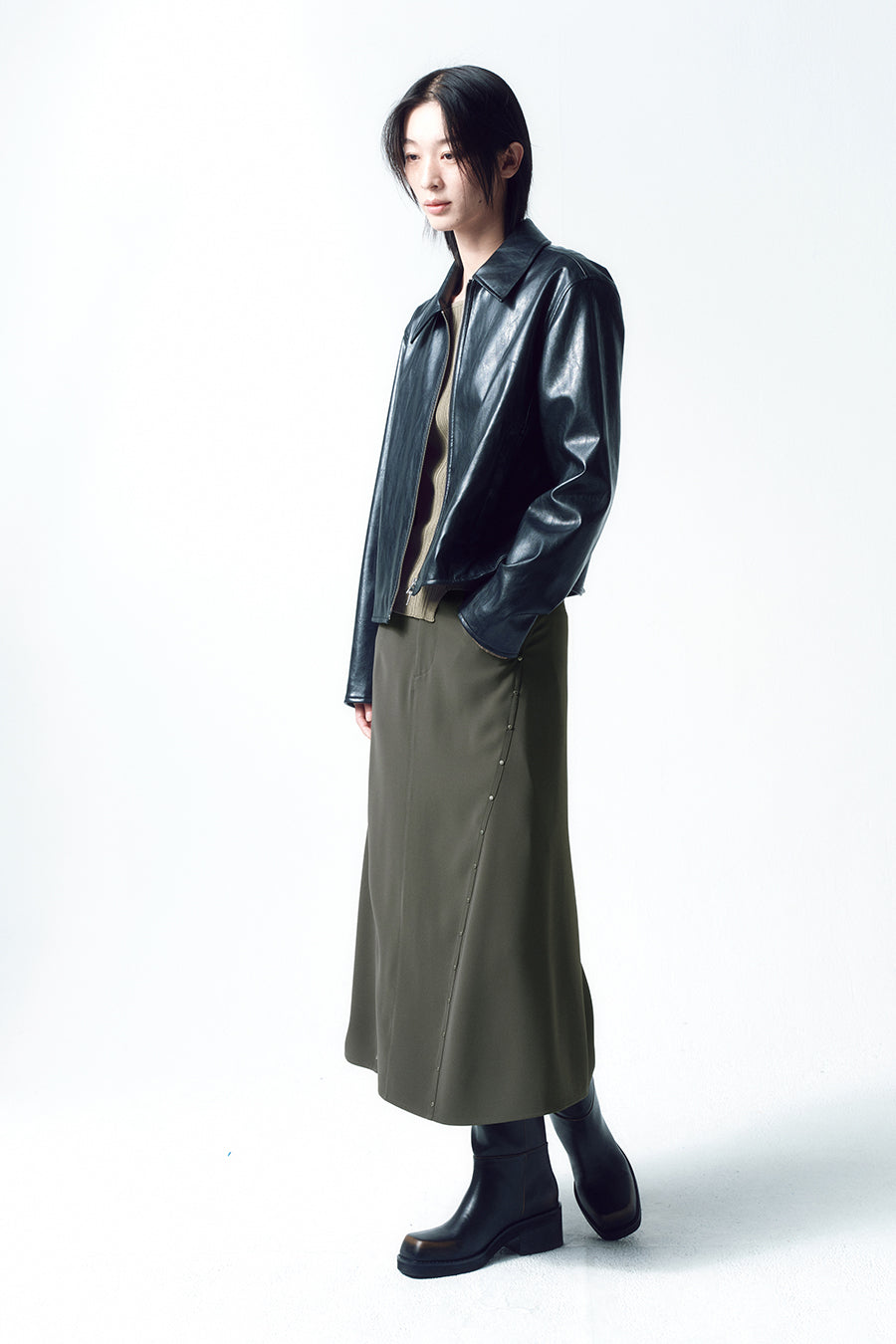 Insilence - Glossy Faux Leather Jacket (Black) product image 7 | TRAB K-Fashion Australia