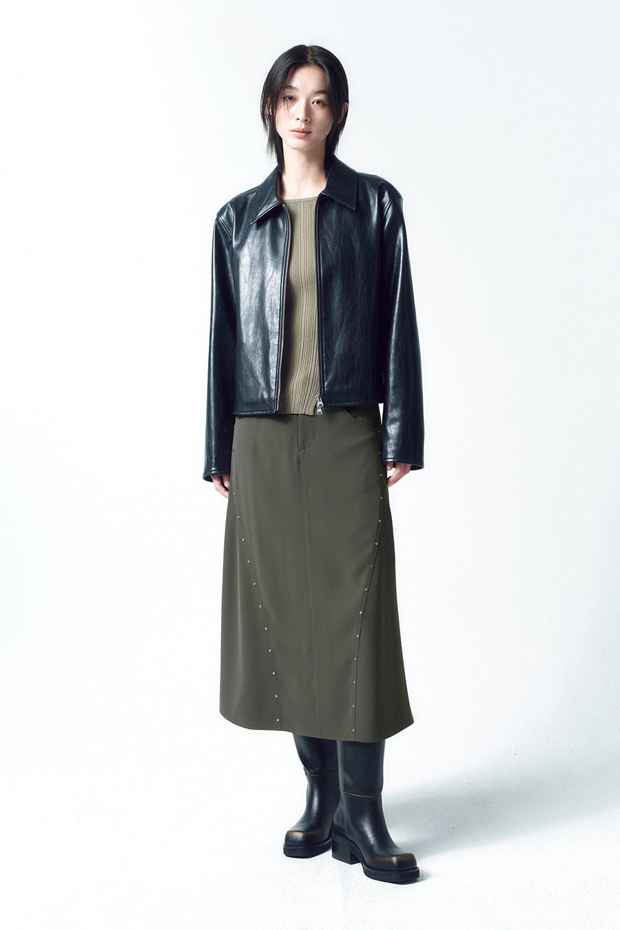 Insilence - Glossy Faux Leather Jacket (Black) product image 8 | TRAB K-Fashion Australia