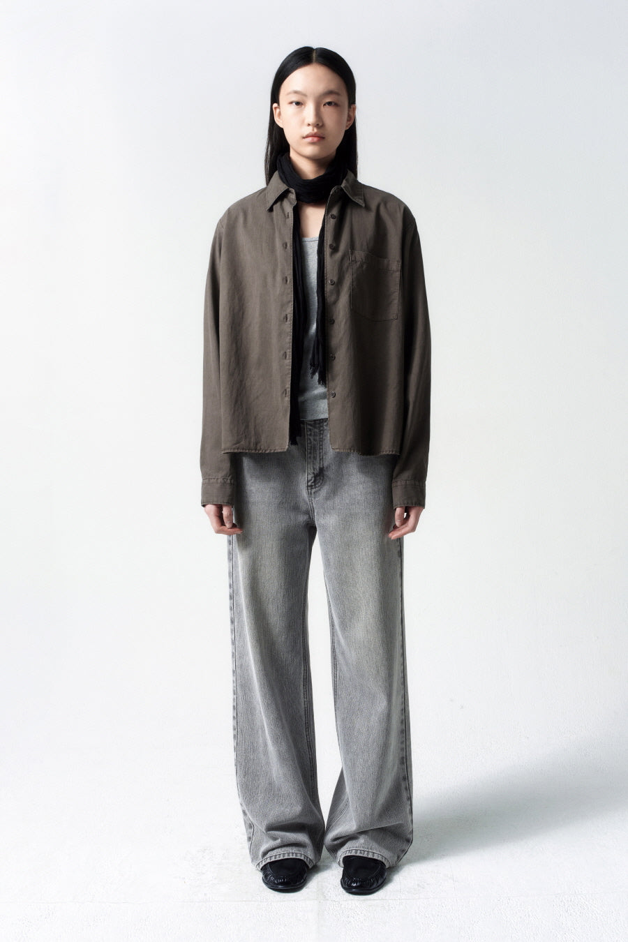 Insilence - Broken Twill Straight Jeans (Light Grey) product image 1 | TRAB K-Fashion Australia