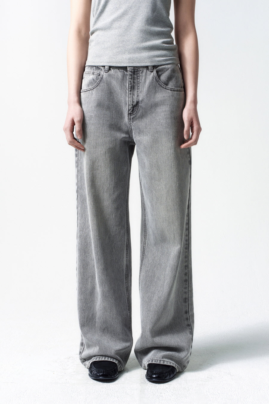 Insilence - Broken Twill Straight Jeans (Light Grey) product image 3 | TRAB K-Fashion Australia