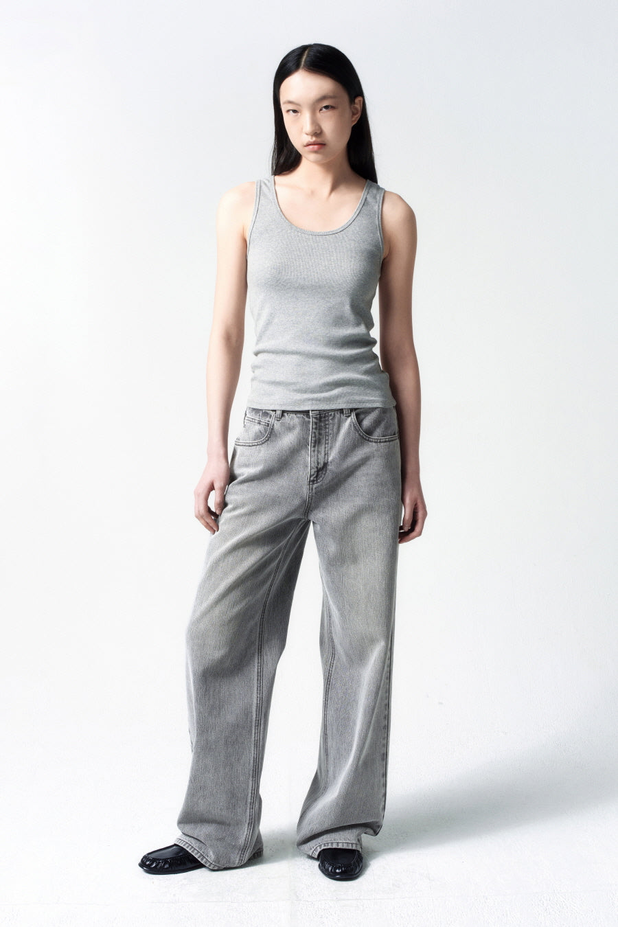 Insilence - Broken Twill Straight Jeans (Light Grey) product image 4 | TRAB K-Fashion Australia