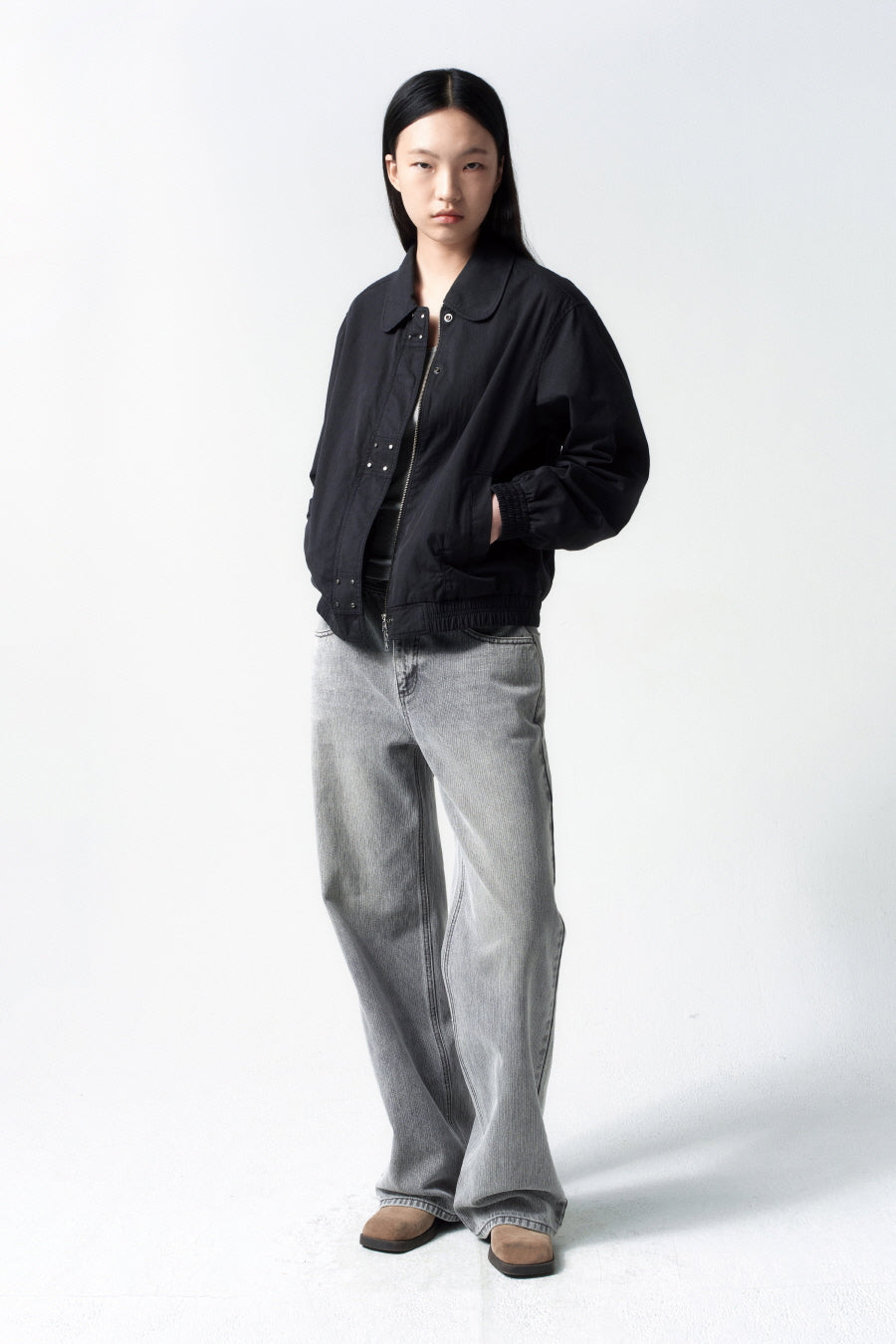 Insilence - Broken Twill Straight Jeans (Light Grey) product image 7 | TRAB K-Fashion Australia