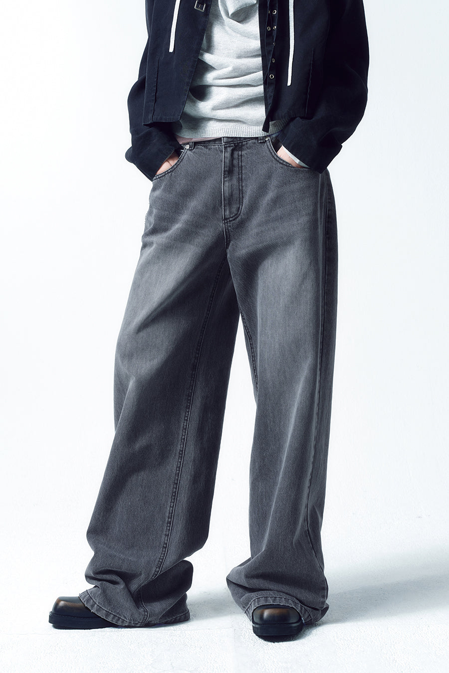 Insilence - Low Waist Wide Jeans (Ash Grey) product image 3 | TRAB K-Fashion Australia
