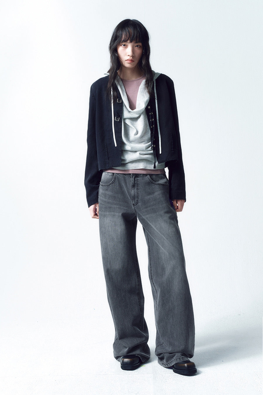 Insilence - Low Waist Wide Jeans (Ash Grey) product image 5 | TRAB K-Fashion Australia