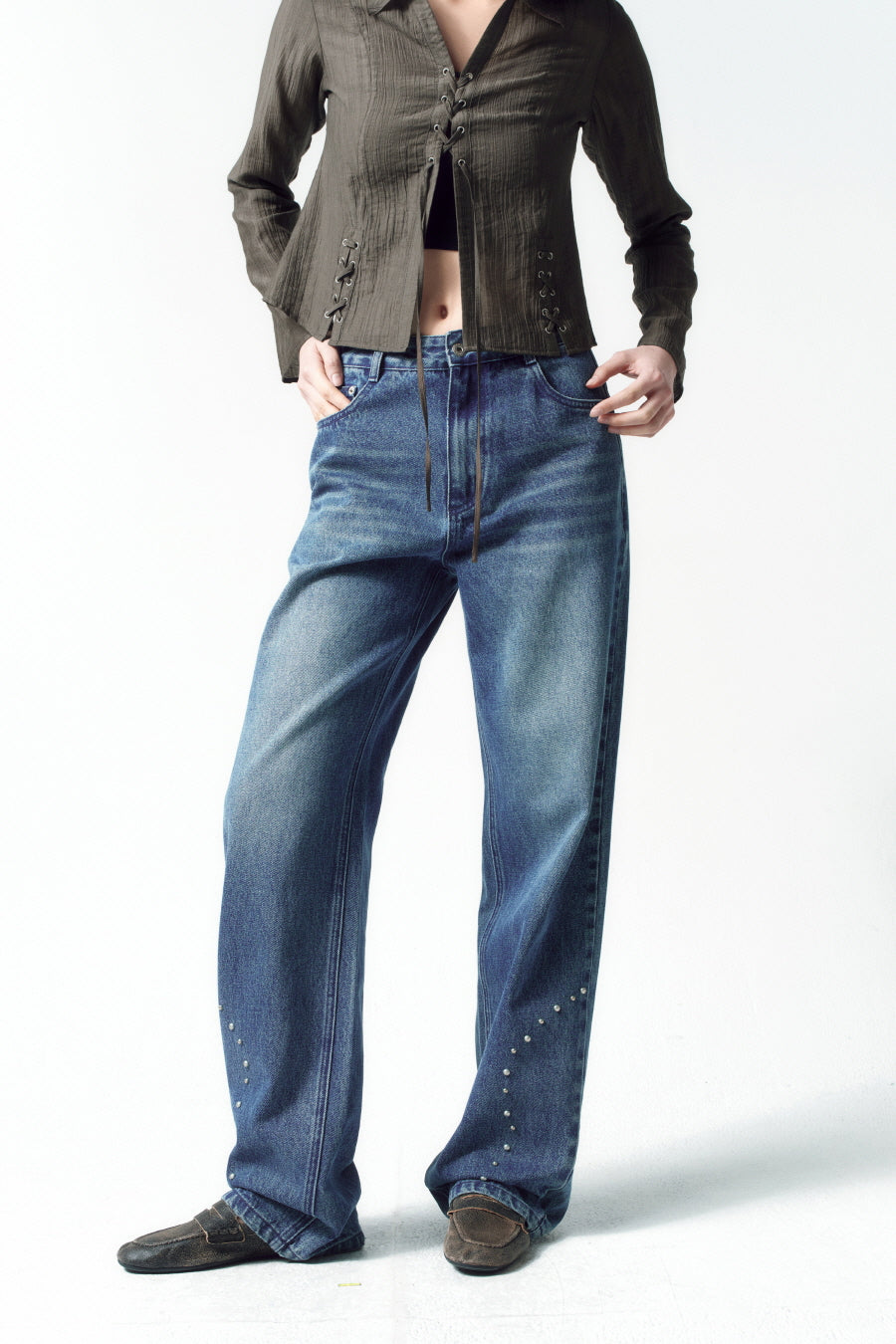 Insilence - Curving Stud Denim (Blue) product image 4 | TRAB K-Fashion Australia