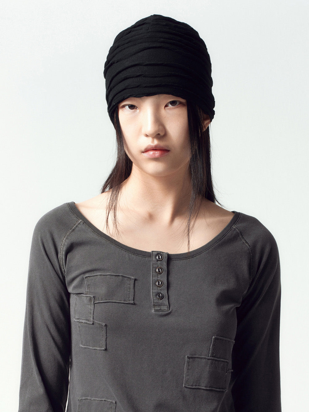 Insilence - Pleated Two-Way Beanie (Black) product image 1 | TRAB K-Fashion Australia