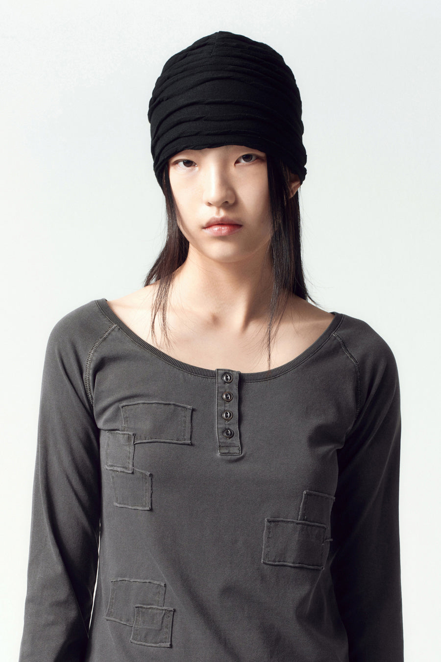 Insilence - Pleated Two-Way Beanie (Black) product image 4 | TRAB K-Fashion Australia