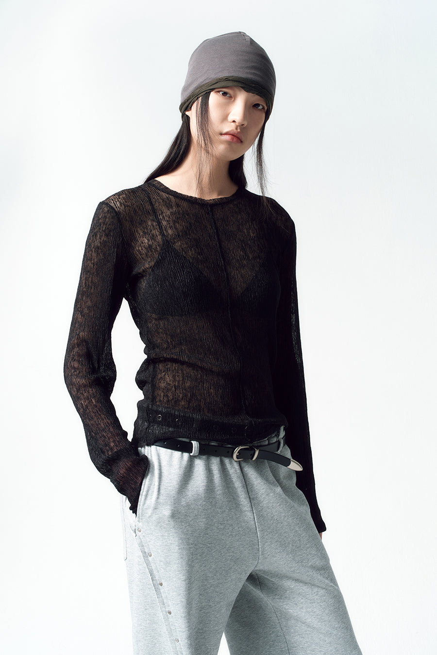 Insilence - Pleated Two-Way Beanie (Brown) product image 2 | TRAB K-Fashion Australia
