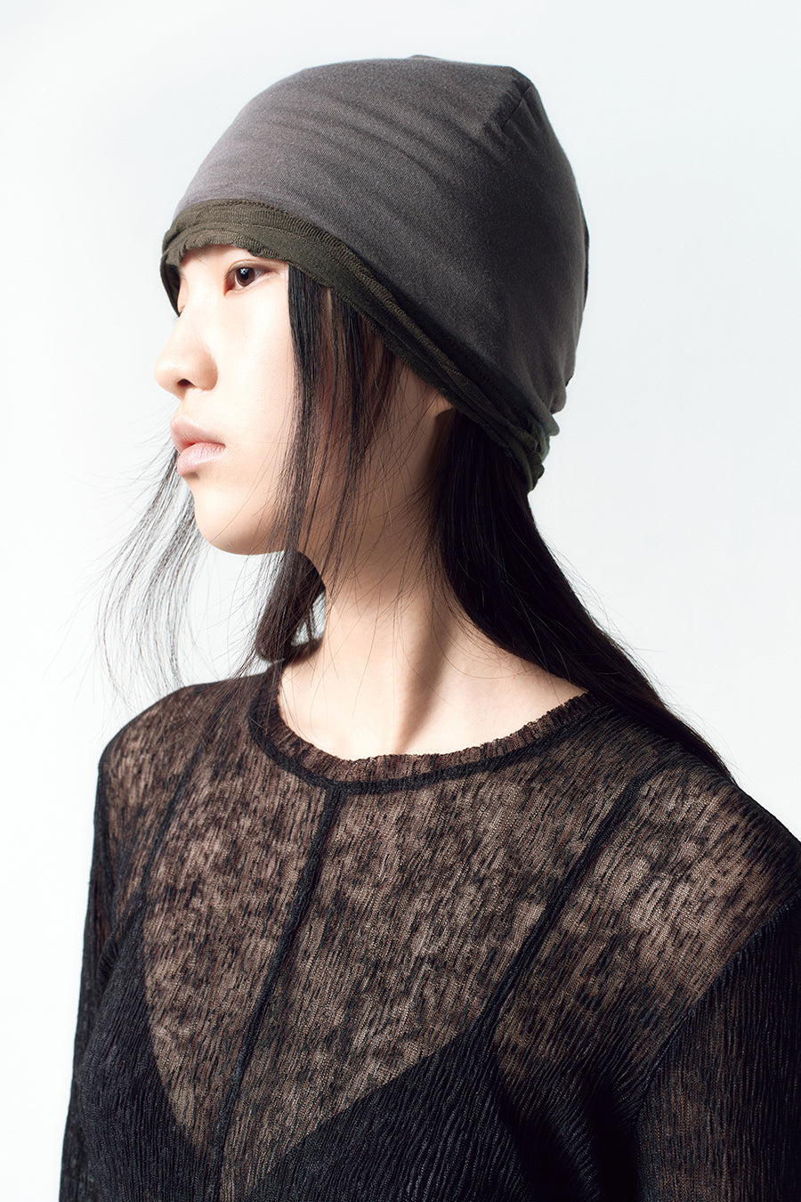 Insilence - Pleated Two-Way Beanie (Brown) product image 4 | TRAB K-Fashion Australia